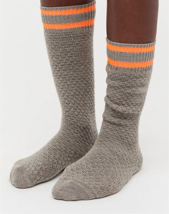 Woolen Bubble Strømper - Silver Birch Melange 